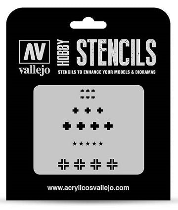 HOBBY STENCIL ASST GERMAN WWII TANK MARKS Vallejo Stencil Vallejo    | Red Claw Gaming