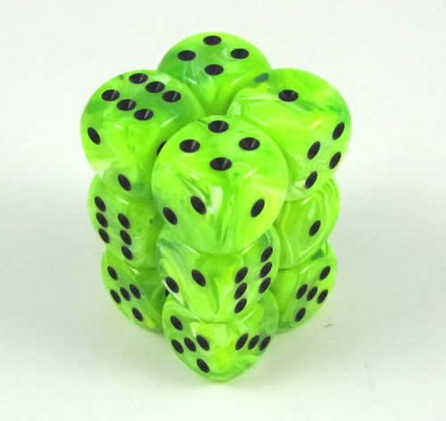 Vortex Bright Green/Black16mm D6 Dice Chessex    | Red Claw Gaming