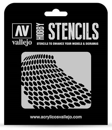 HOBBY STENCIL DISTORTED HONEYCOMB Vallejo Stencil Vallejo    | Red Claw Gaming