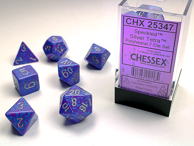 Speckled Silver Tetra 7-Die Set Dice Chessex    | Red Claw Gaming