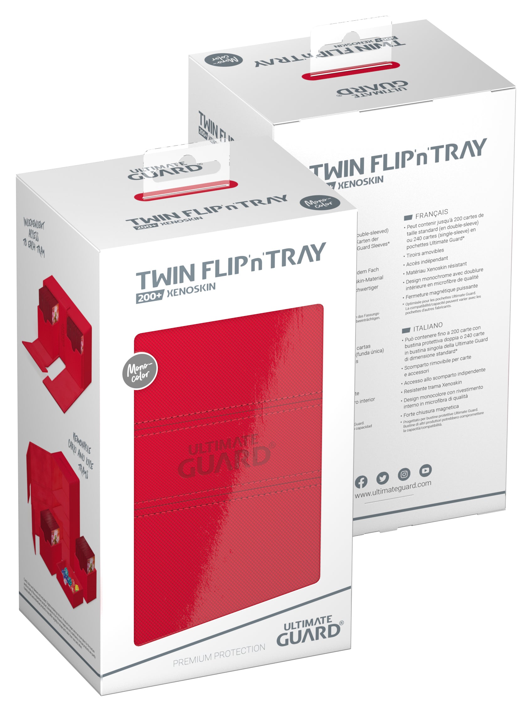 UG TWIN FLIP N TRAY DECK CASE MONOCOLOR RED 200+ Deck Box Ultimate Guard    | Red Claw Gaming