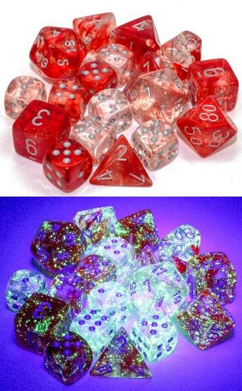 NEBULA 7-DIE SET RED/SILVER LUMINARY Dice Chessex    | Red Claw Gaming