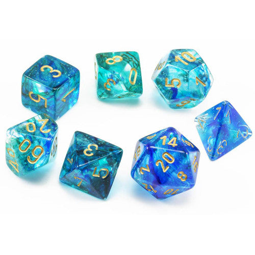 NEBULA 7-DIE SET OCEANIC/GOLD LUMINARY Dice Chessex    | Red Claw Gaming
