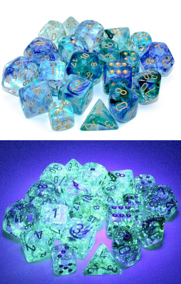 NEBULA 36D6 OCEANIC/GOLD LUMINARY 12MM Dice Chessex    | Red Claw Gaming