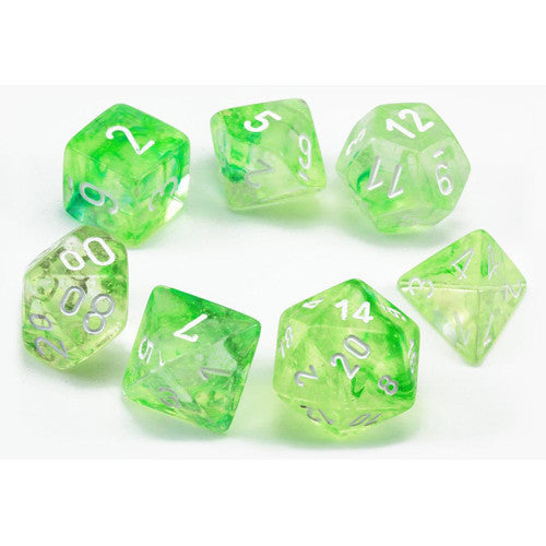 NEBULA 7-DIE SET SPRING/WHITE LUMINARY Dice Chessex    | Red Claw Gaming