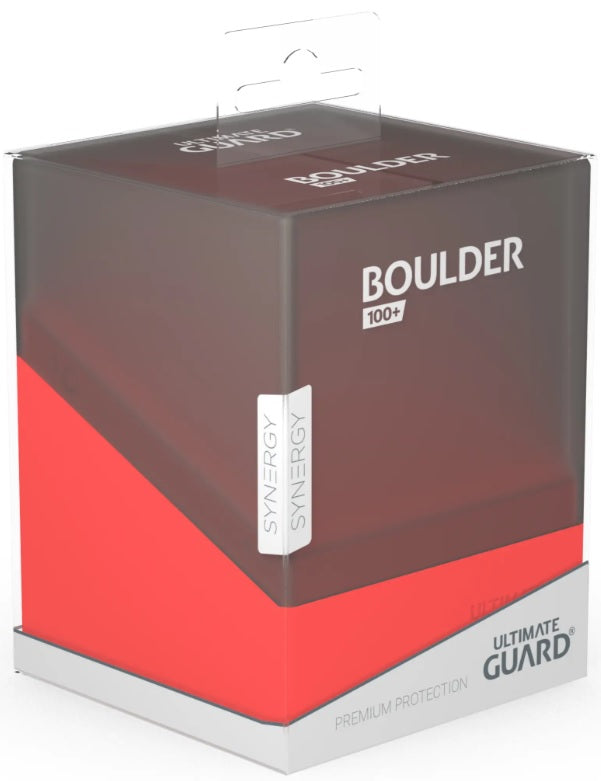 UG BOULDER 100+ SYNERGY Deck Box Ultimate Guard Red/White   | Red Claw Gaming