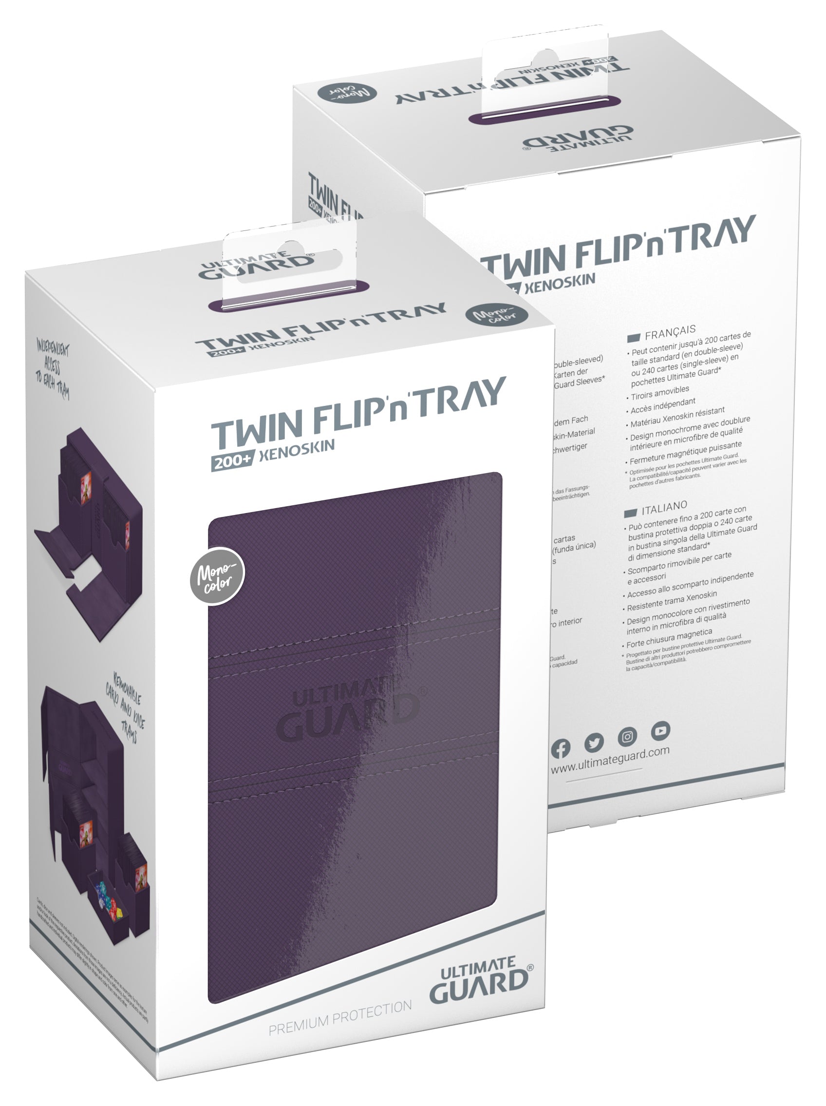 UG TWIN FLIP N TRAY DECK CASE MONOCOLOR PURPLE 200+ Deck Box Ultimate Guard    | Red Claw Gaming