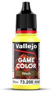 GAME COLOR WASH 208-18ML. YELLOW Vallejo Game Color Wash Vallejo    | Red Claw Gaming