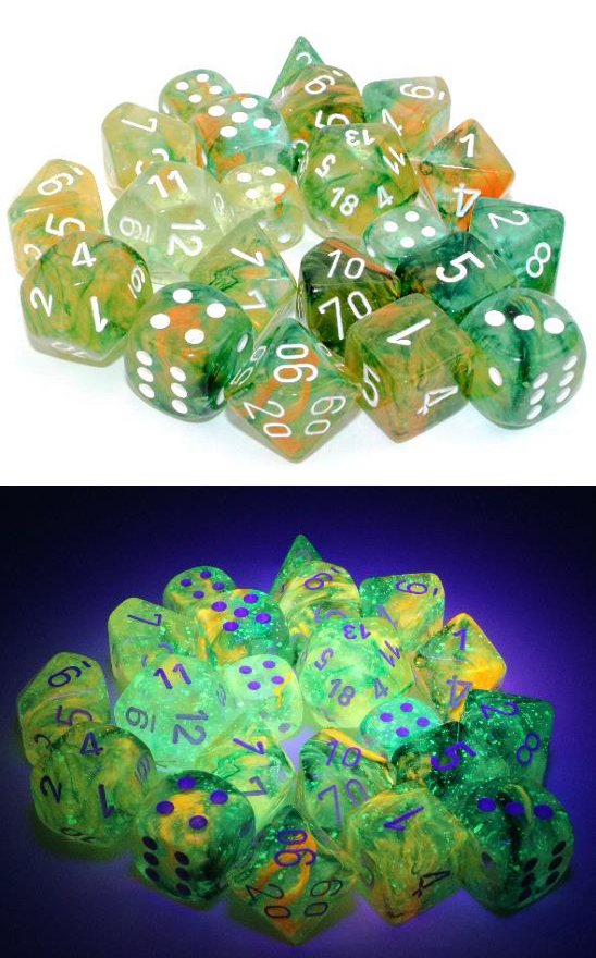 NEBULA 36D6 SPRING/WHITE LUMINARY 12MM Dice Chessex    | Red Claw Gaming