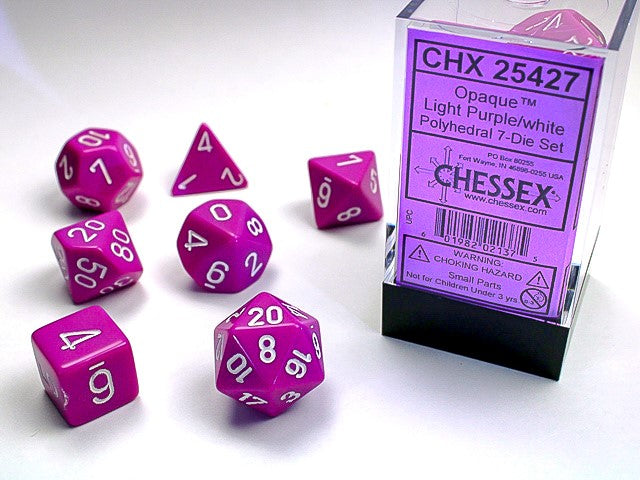 Opaque Light Purple With Whie 7-Die Set Dice Chessex    | Red Claw Gaming