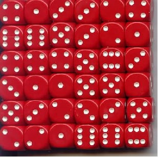 Opaque Red/White 12mm D6 Dice Chessex    | Red Claw Gaming