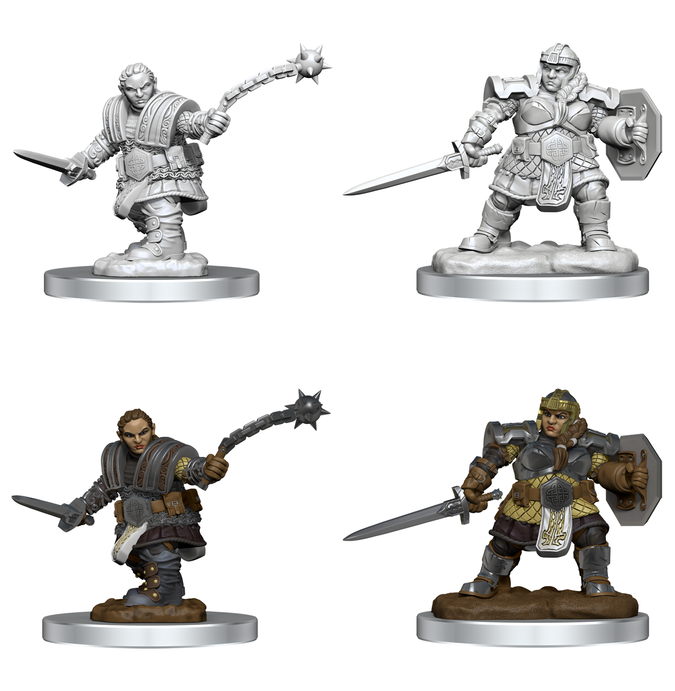 DND UNPAINTED MINIS DWARF FIGHTER FEMALE Minatures Wizkids Games    | Red Claw Gaming