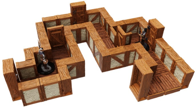 WARLOCK TILES: 1" TOWN/VILLAGE STRAIGHT WALLS EXP Minatures Wizkids Games    | Red Claw Gaming