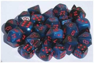 GEMINI 12D6 BLACK-STARLIGH WITH RED 16MM Dice Chessex    | Red Claw Gaming