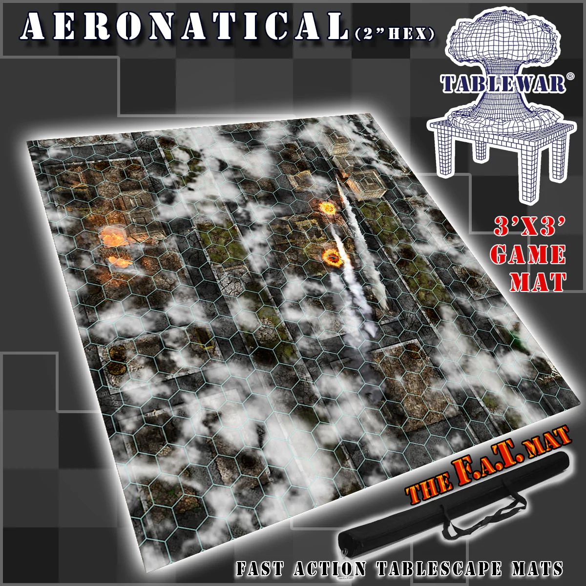 F.A.T. Mat, Aeronautical with Hex 3x3 Gaming Mat F.A.T. Mats    | Red Claw Gaming
