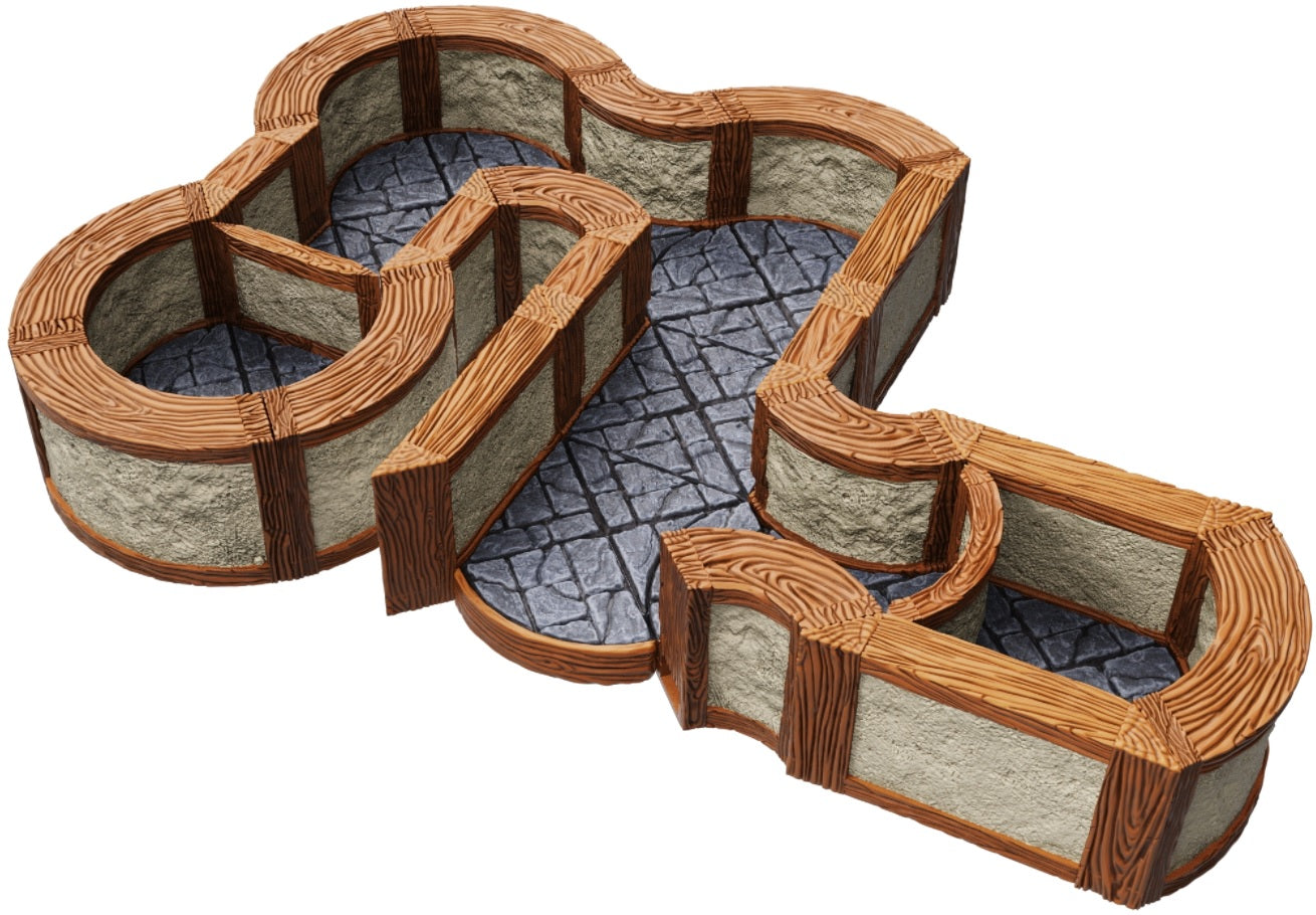 WARLOCK TILES: 1" TOWN/VILLAGE ANGLES/CURVES EXP Minatures Wizkids Games    | Red Claw Gaming