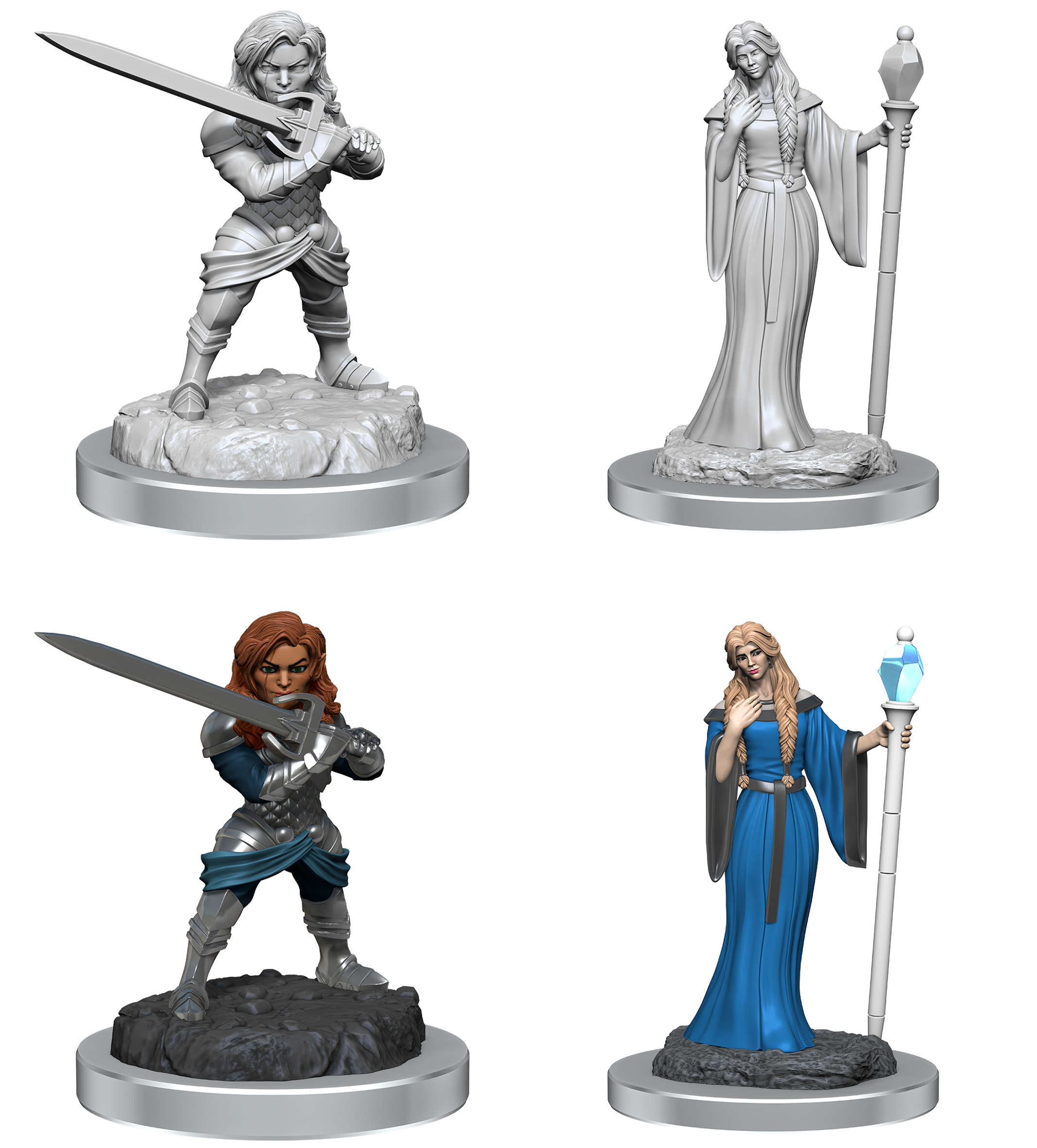 CRITICAL ROLL UNPAINTED MINIS FEMALE WIZARD/HOLY WARRIOR Minatures Wizkids Games    | Red Claw Gaming