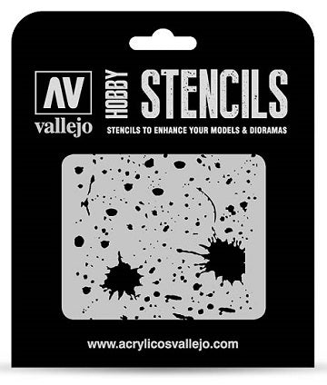 HOBBY STENCIL SPLASH AND STAINS Vallejo Stencil Vallejo    | Red Claw Gaming