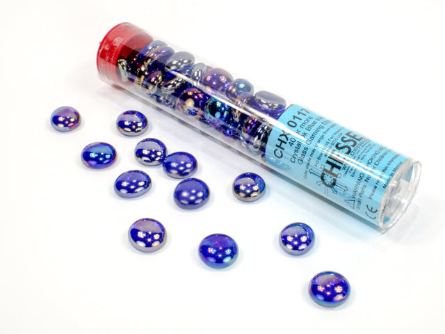 Crystal Blue Iridized Glass Gaming Stones Dice Chessex    | Red Claw Gaming
