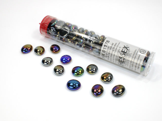 GLASS STONES BLACK OPAL IRIDIZED GAMING STONES Dice Chessex    | Red Claw Gaming
