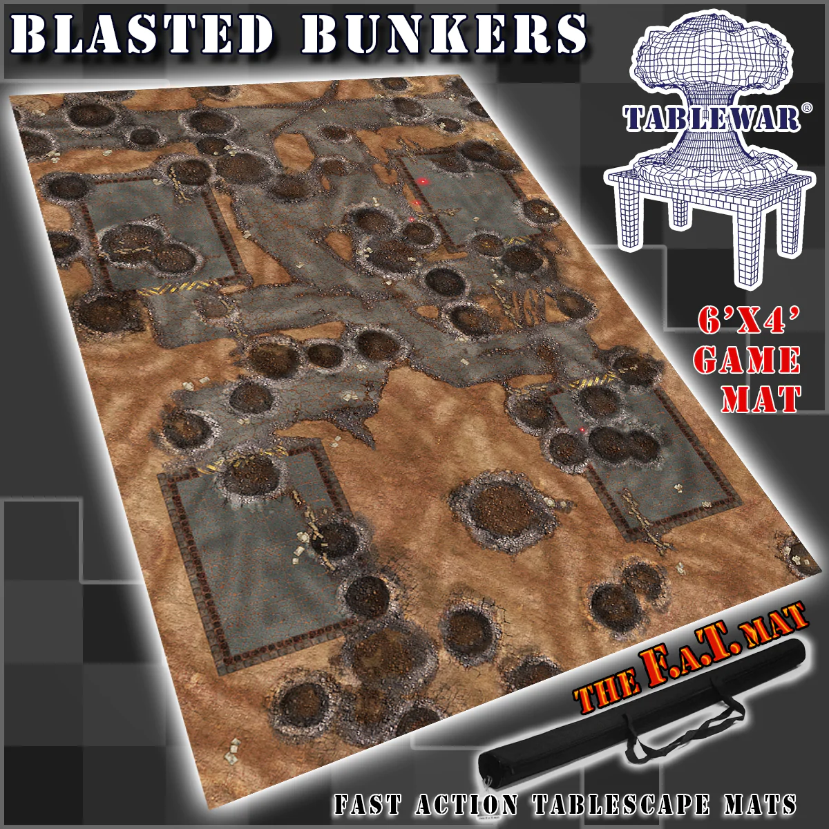 F.A.T. MATS: BLASTED BUNKERS 6x4 Gaming Mat F.A.T. Mats    | Red Claw Gaming