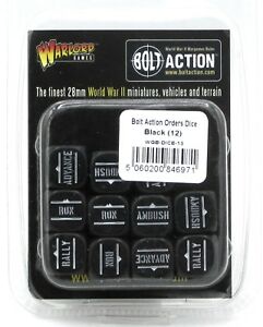 Bolt Action Orders Dice - Black (12) Accessories Warlord Games    | Red Claw Gaming