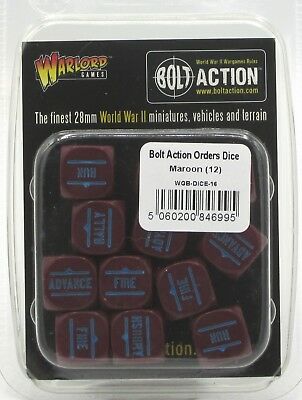 Bolt Action Orders Dice - Maroon (12) Accessories Warlord Games    | Red Claw Gaming