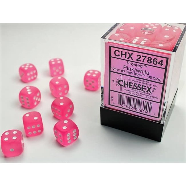 Frosted D6 12mm Dice: Frosted Pink/white Dice Chessex    | Red Claw Gaming