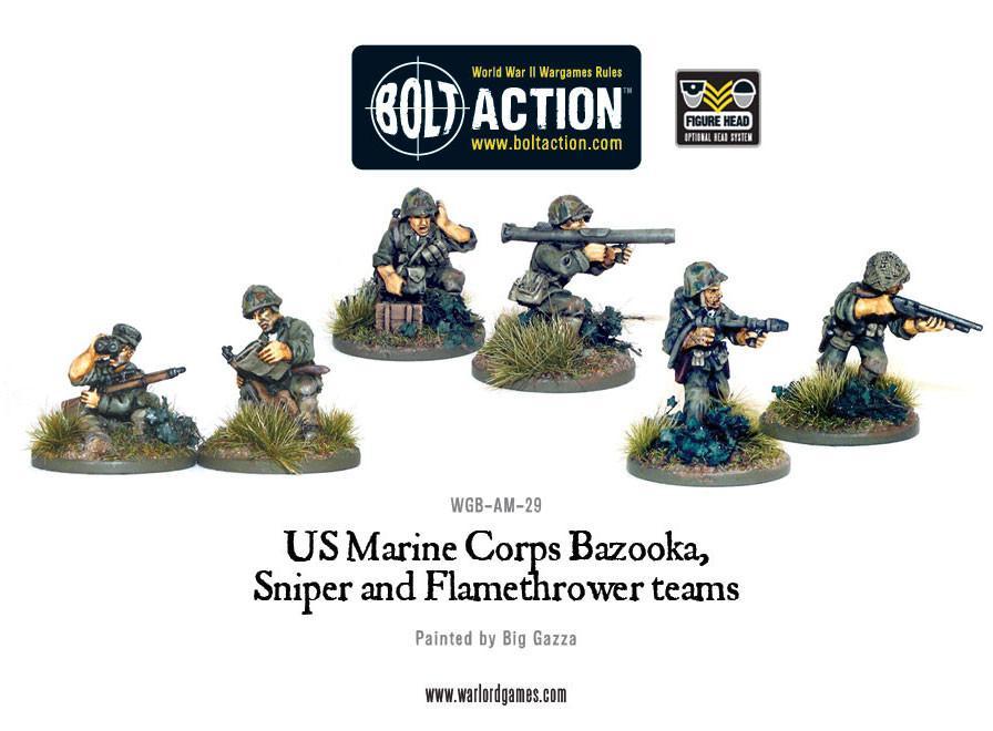 USMC Bazooka, Sniper & Flame Thrower Teams American Warlord Games    | Red Claw Gaming