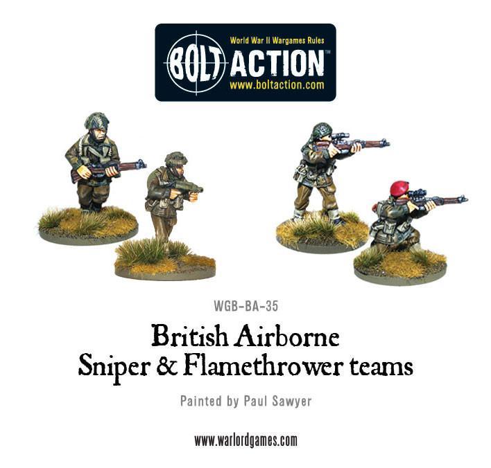 British Airborne Flamethrower and sniper teams British Warlord Games    | Red Claw Gaming